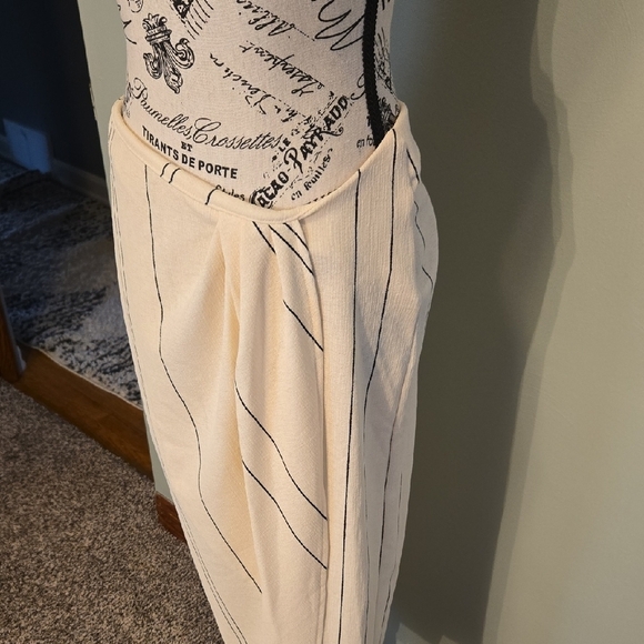 Elegant Cream Skirt with Black Stripes - Picture 2 of 4